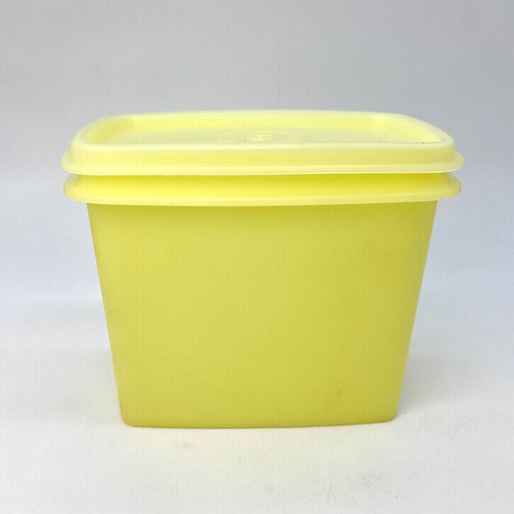 Vintage Tupperware Yellow Container Lid Retro Storage Box Kitchen Pantry 70s - Picture 3 of 9